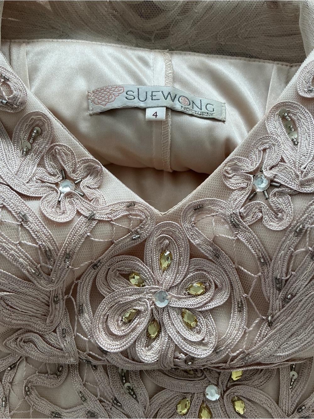 Sue Wong Pale Blush Beaded Floral Mother of the Bride or Groom